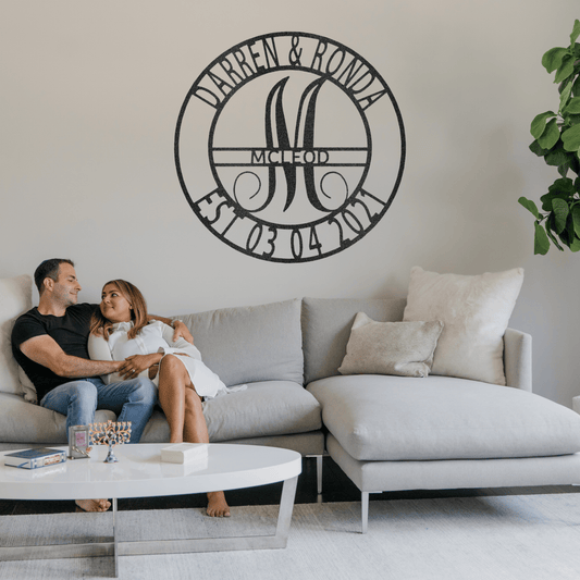 Custom Wedding Gift for Couples | Made in U.S.A | Family Name Metal Wall Art | Customizable Steel Sign for Housewarming