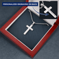 Engraved Military Cross Chain Necklace , Famprecious Gifts MILITARY Cross Necklace
