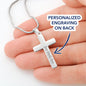 Engraved Cross with Stylish Adjustable Cross Chain, Famprecious Gifts Cross Chain Snake Style
