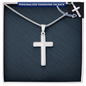 Engraved Cross with Stylish Adjustable Cross Chain, Famprecious Gifts Cross Chain Snake Style
