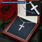 Engraved Cross with Stylish Adjustable Cross Chain, Famprecious Gifts Cross Chain Snake Style