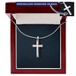 Engraved Cross with Stylish Adjustable Cross Chain, Famprecious Gifts Cross Chain Snake Style