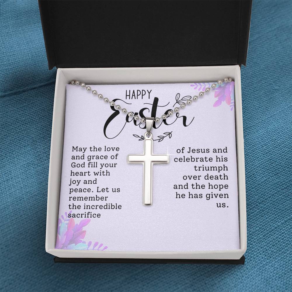 Happy Easter Gift for Daughter - Artisan-crafted Stainless Cross Necklace with Ball Chain