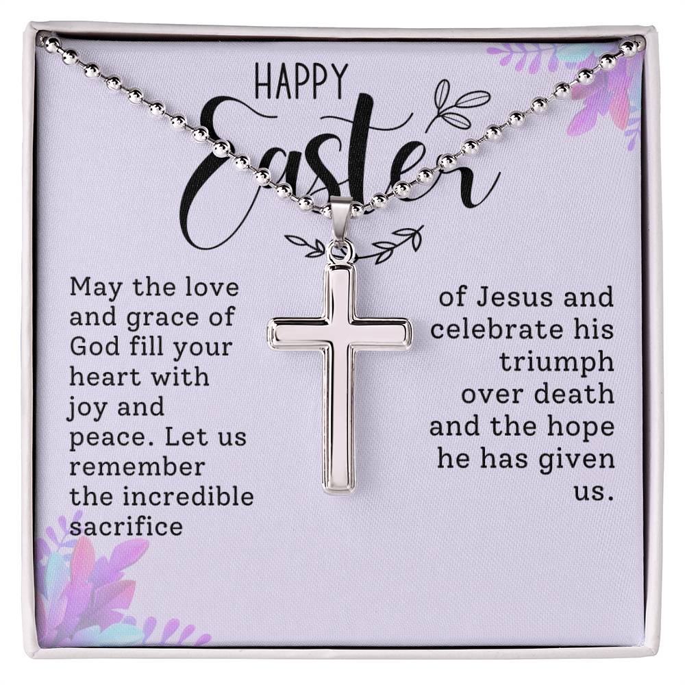 Happy Easter Gift for Daughter - Artisan-crafted Stainless Cross Necklace with Ball Chain