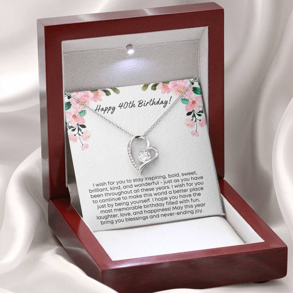 40th Birthday Gift for Women | Forever Love Necklace with Thoughtful Card | Unique Jewelry Gift for Her 40th Birthday