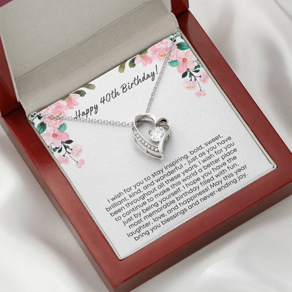 40th Birthday Gift for Women | Forever Love Necklace with Thoughtful Card | Unique Jewelry Gift for Her 40th Birthday