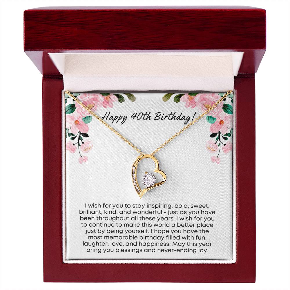 40th Birthday Gift for Women | Forever Love Necklace with Thoughtful Card | Unique Jewelry Gift for Her 40th Birthday