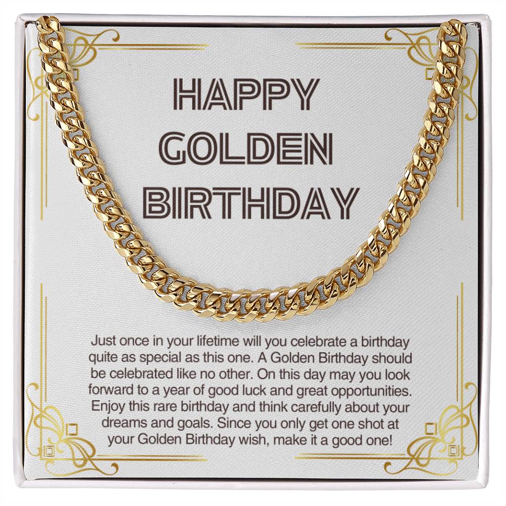 Happy Golden Birthday - Perfect Gift for Him - Cuban Link Chain