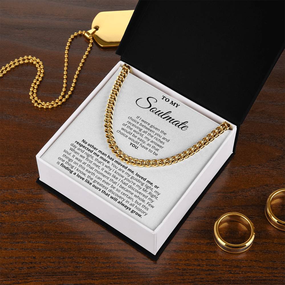 Promise Necklace Gift for Him - Cuban Link Chain - Birthday Gift for Boyfriend,Husband,Soulmate