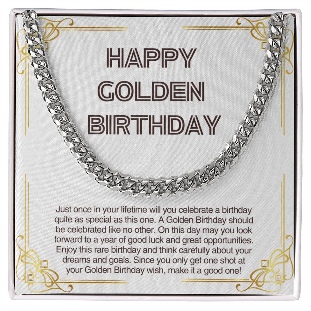 Happy Golden Birthday - Perfect Gift for Him - Cuban Link Chain