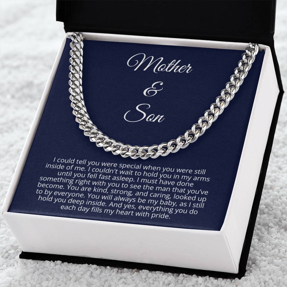 Gift for Son from Mom - Cuban Link Chain - You will always be my baby, as I still hold you deep inside1