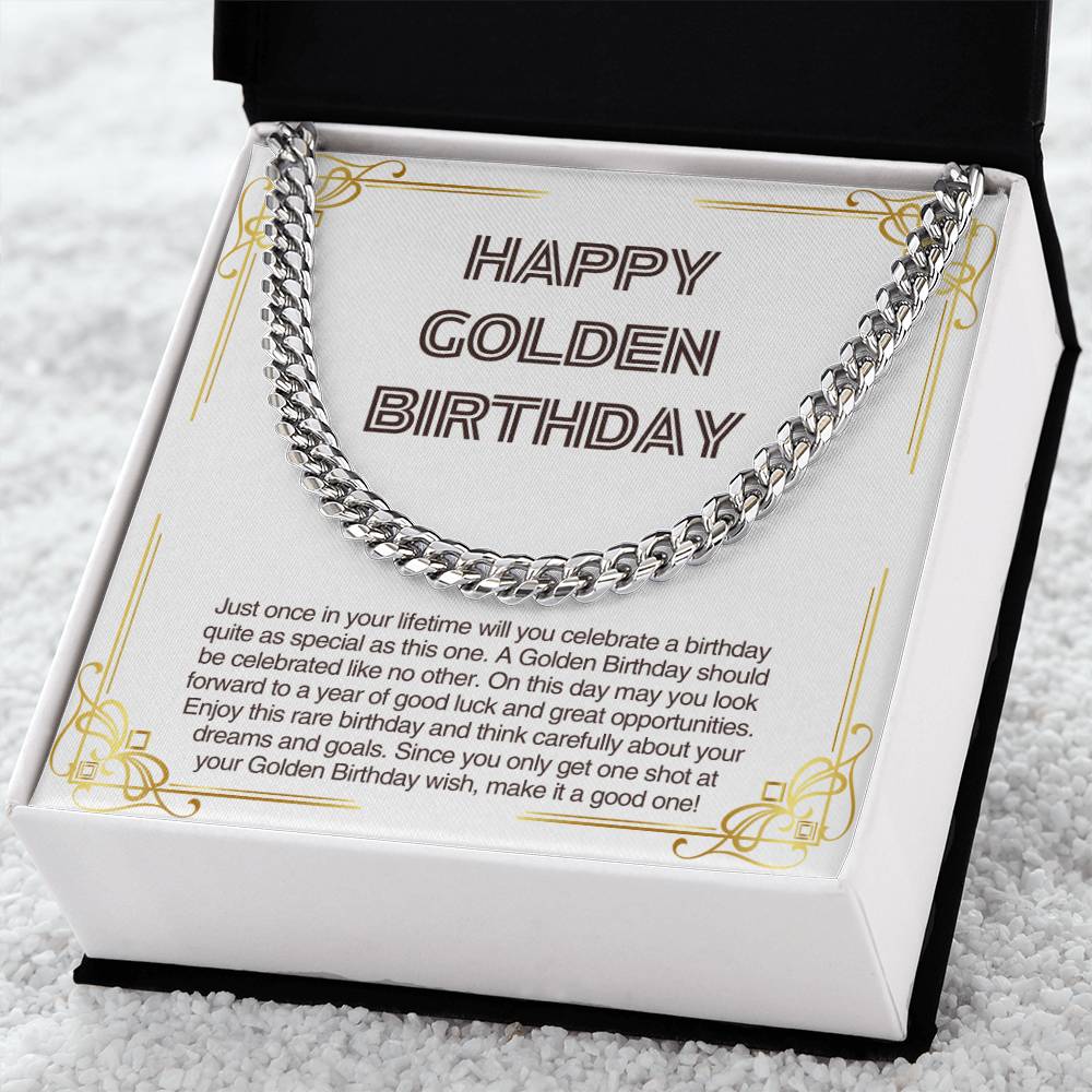 Happy Golden Birthday - Perfect Gift for Him - Cuban Link Chain