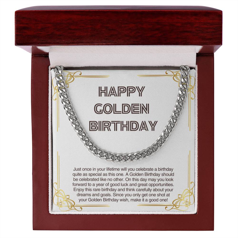 Happy Golden Birthday - Perfect Gift for Him - Cuban Link Chain