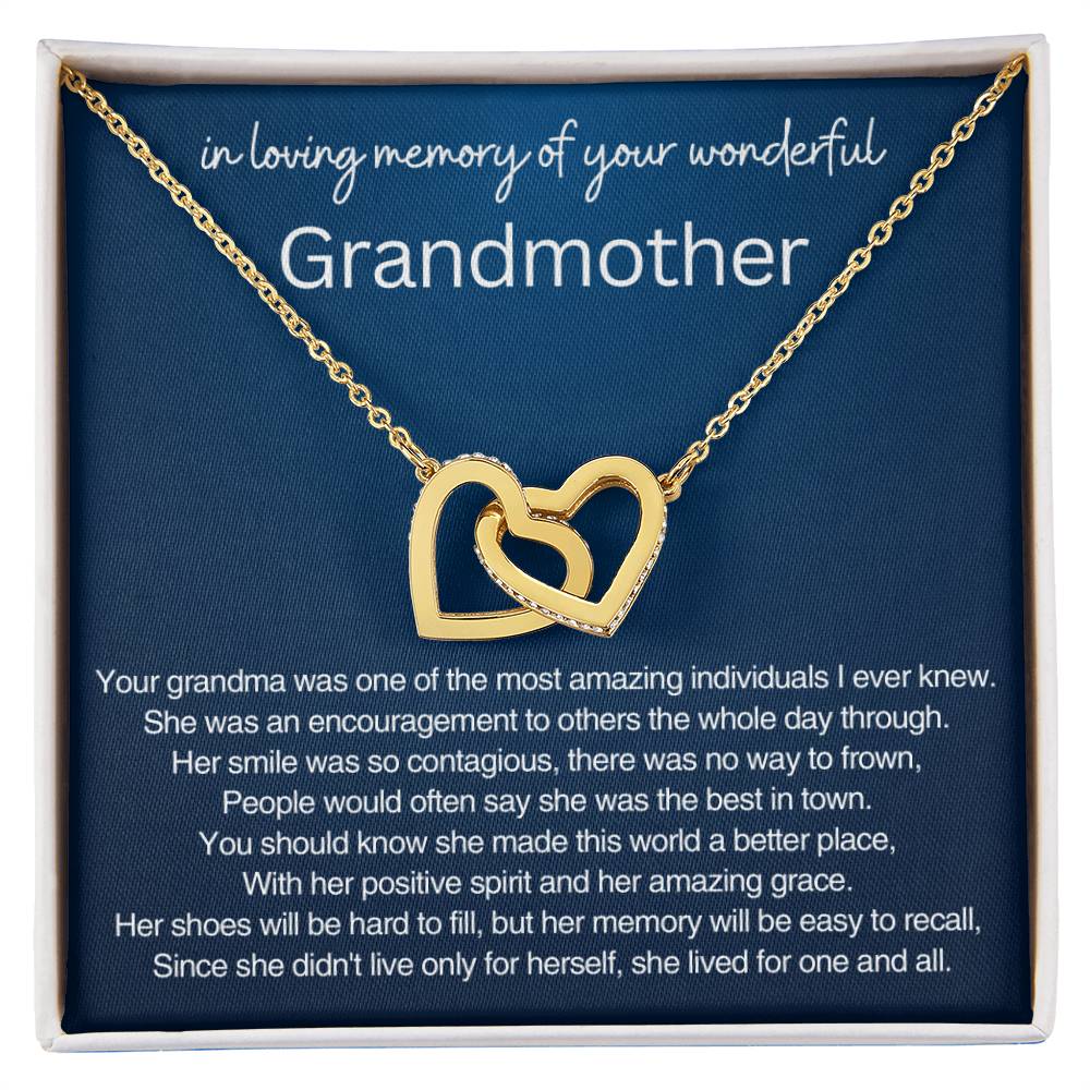 Remembrance Gift - In loving memory of you wonderful Grandmother - Interlocking Hearts Necklace