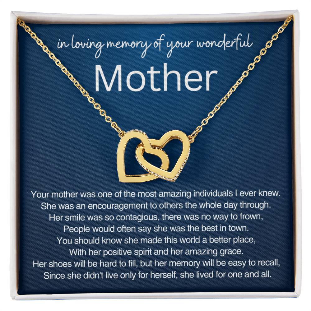 Remembrance Gift - In loving memory of you wonderful Mother - Interlocking Hearts Necklace
