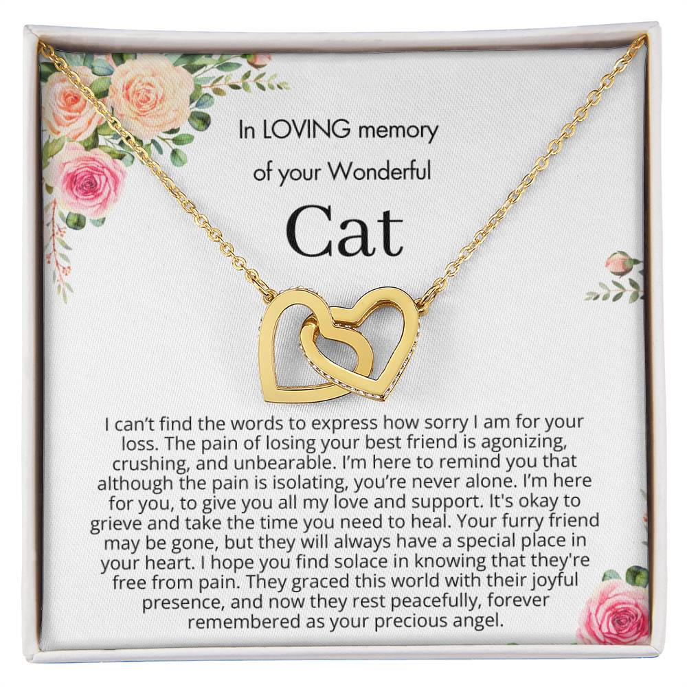 Remembrance Gift - In loving memory of you wonderful cat - Interlocking Hearts Necklace
