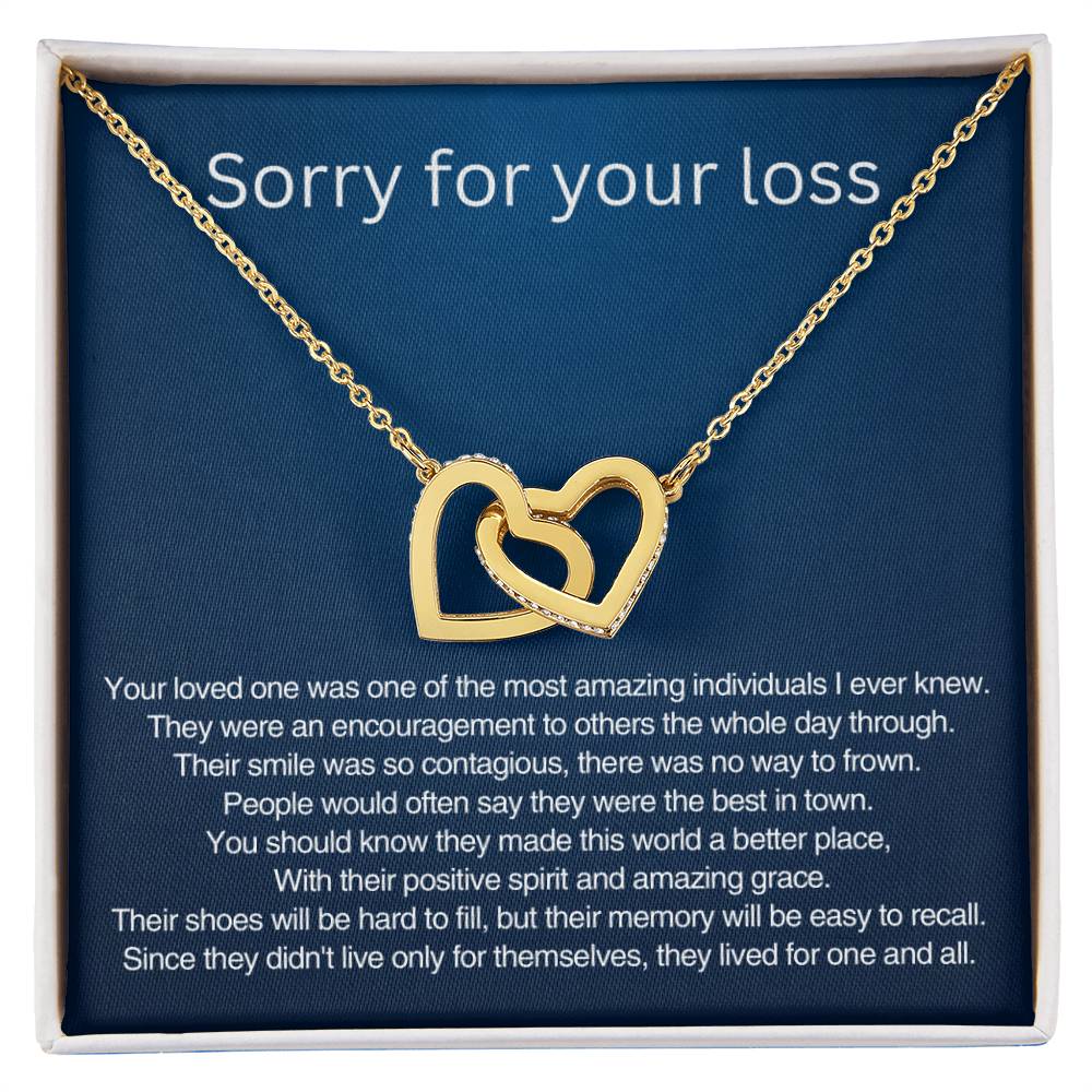 Sorry for your loss - Remembrance Gift - Interlocking Hearts Necklace