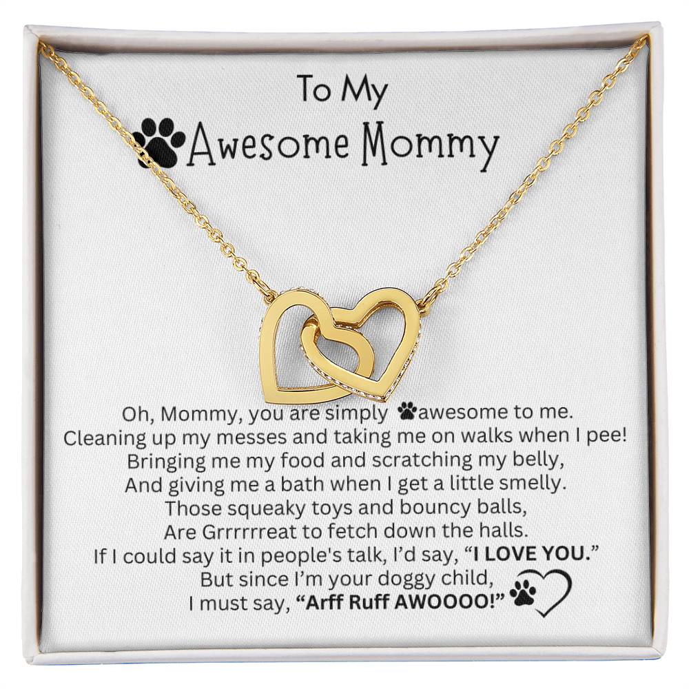 Gift for Dog Mom - Interlocking Hearts Necklace - I LOVE YOU