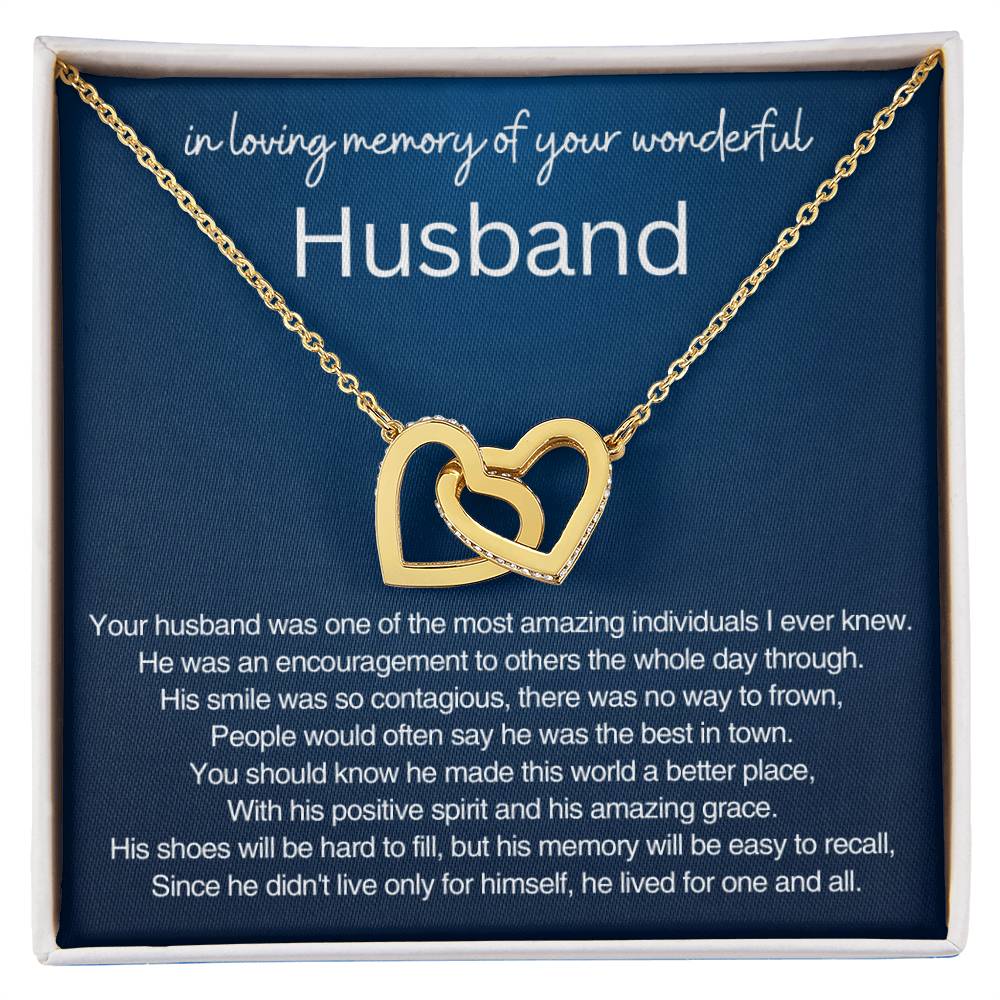 Remembrance Gift - In loving memory of you wonderful Husband - Interlocking Hearts Necklace