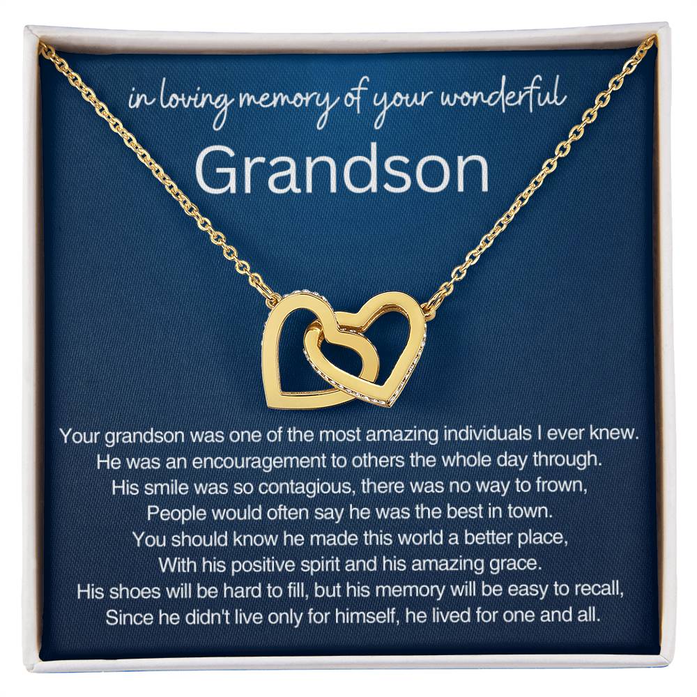 Remembrance Gift - In loving memory of you wonderful grandson - Interlocking Hearts Necklace