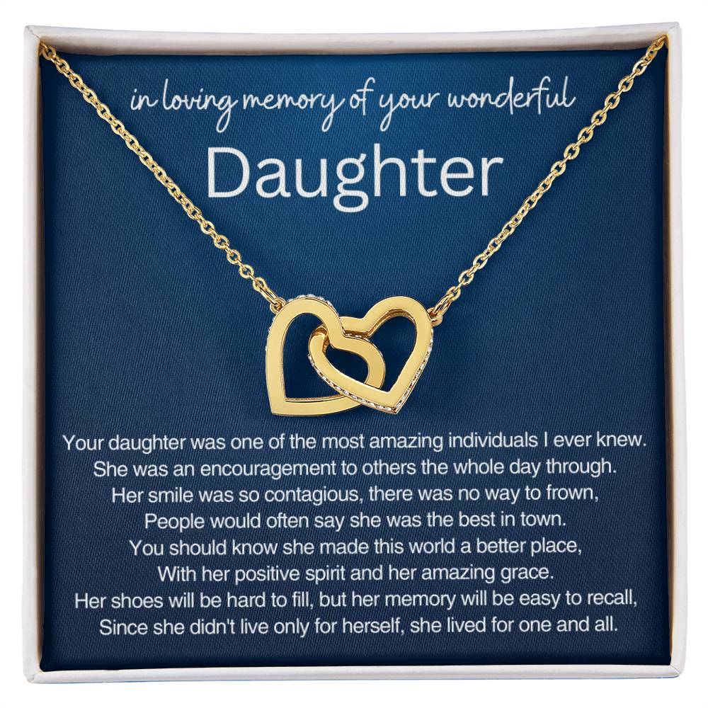 Remembrance Gift - In loving memory of you wonderful daughter - Interlocking Hearts Necklace