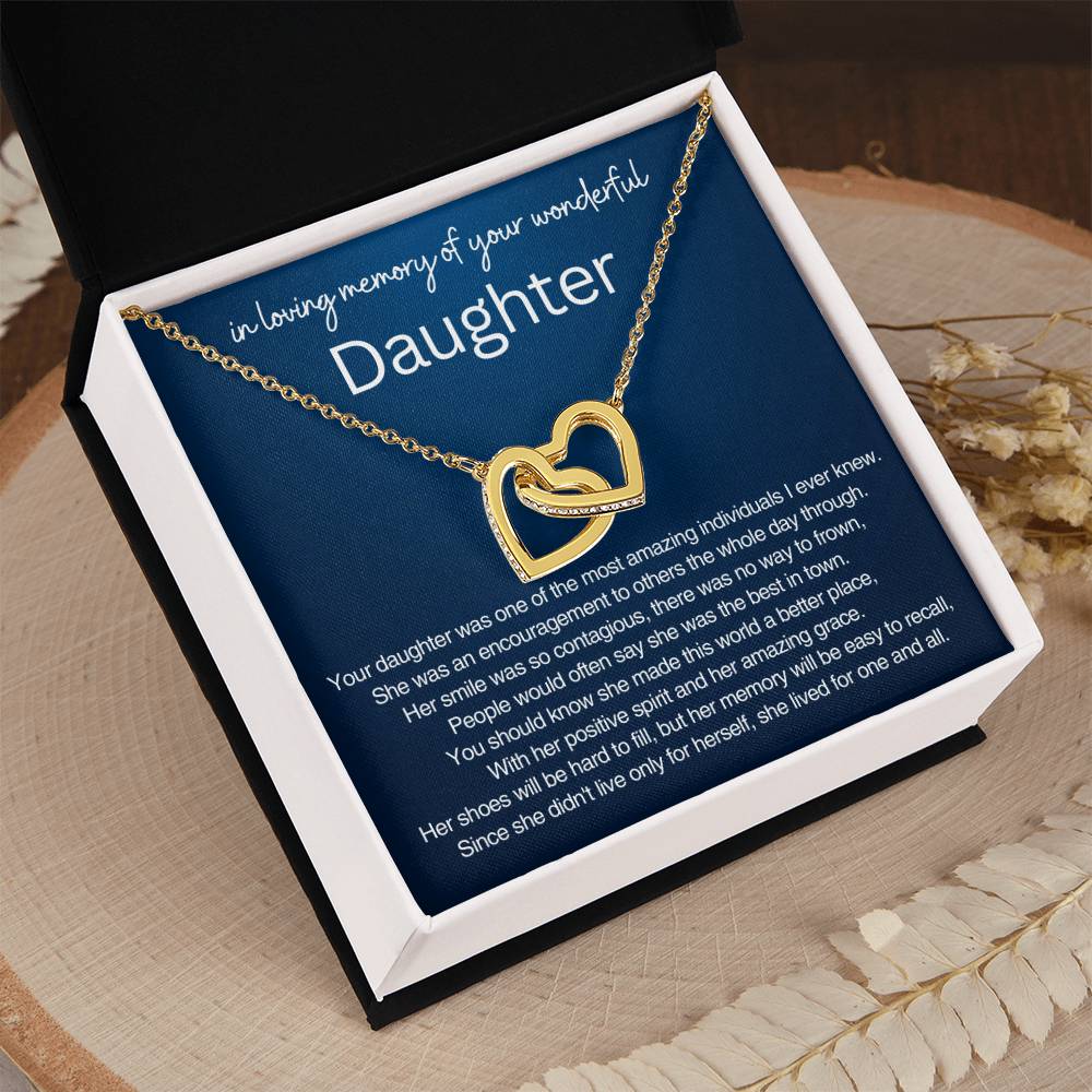 Remembrance Gift - In loving memory of you wonderful daughter - Interlocking Hearts Necklace