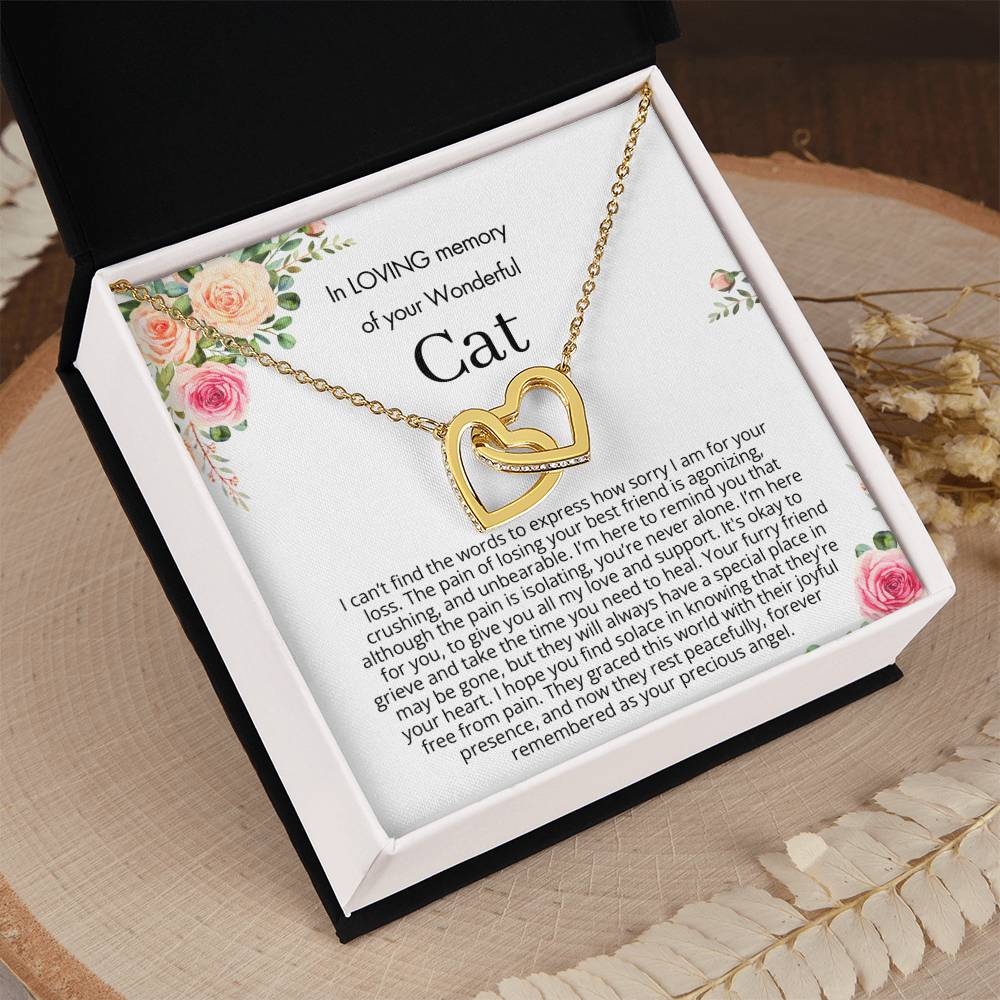Remembrance Gift - In loving memory of you wonderful cat - Interlocking Hearts Necklace