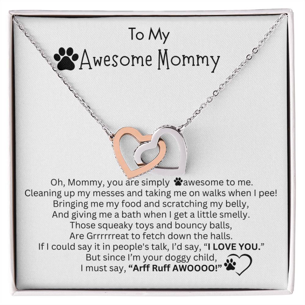 Gift for Dog Mom - Interlocking Hearts Necklace - I LOVE YOU