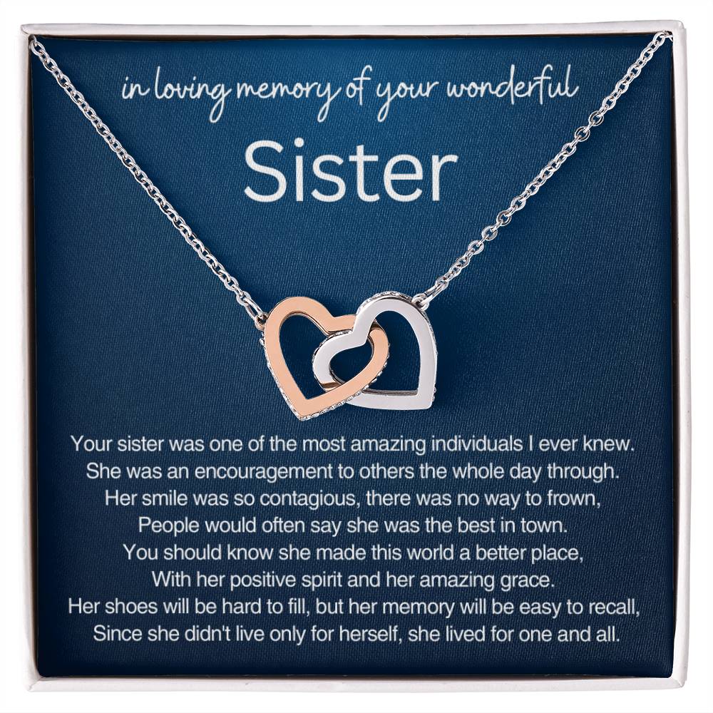 Remembrance Gift - In loving memory of you wonderful sister - Interlocking Hearts Necklace