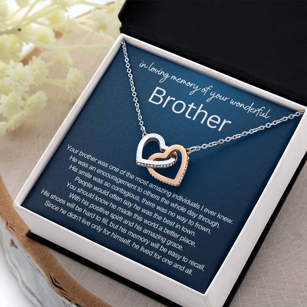 Remembrance Gift - In loving memory of you wonderful Brother - Interlocking Hearts Necklace