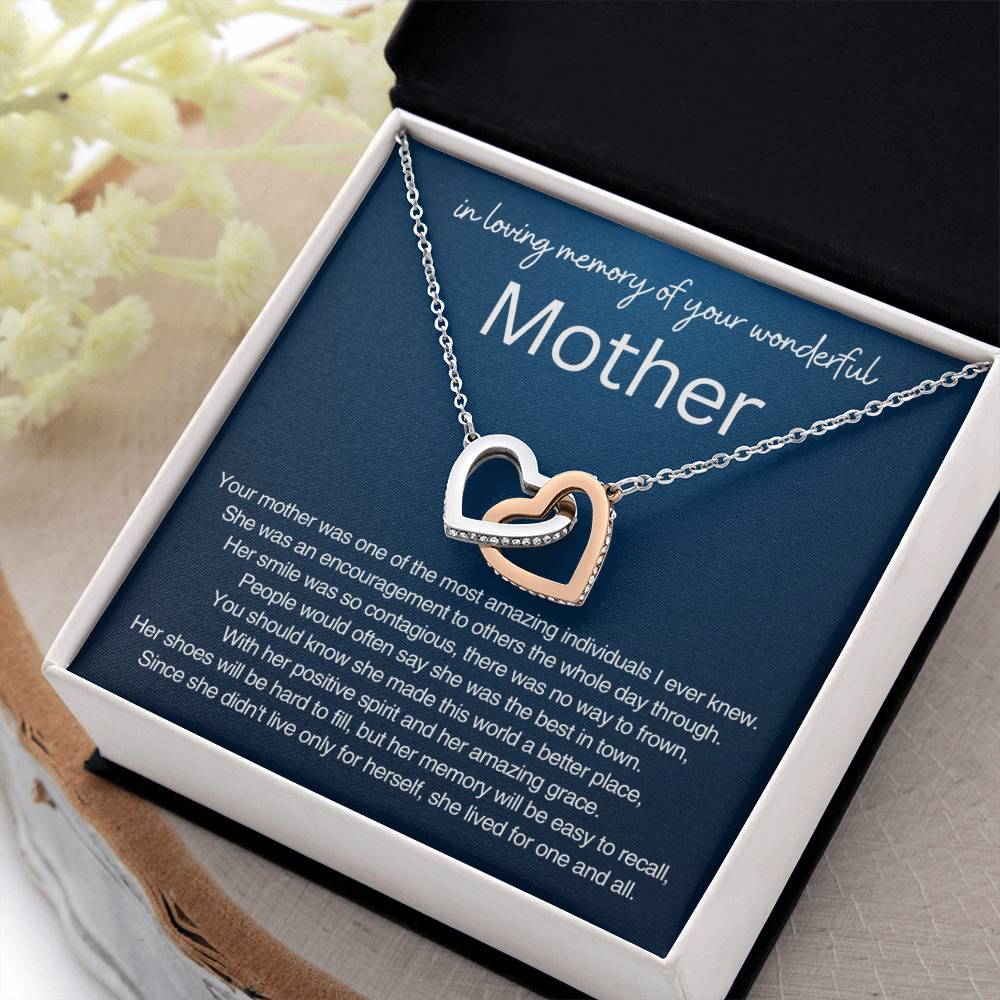 Remembrance Gift - In loving memory of you wonderful Mother - Interlocking Hearts Necklace