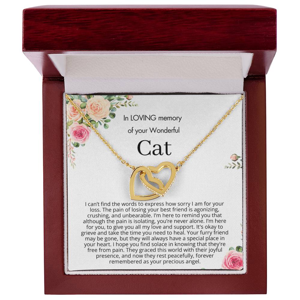 Remembrance Gift - In loving memory of you wonderful cat - Interlocking Hearts Necklace