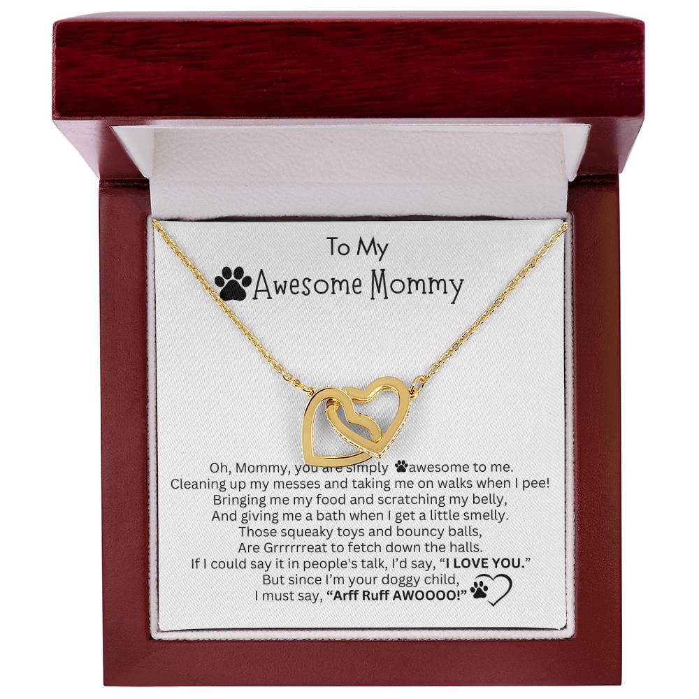 Gift for Dog Mom - Interlocking Hearts Necklace - I LOVE YOU