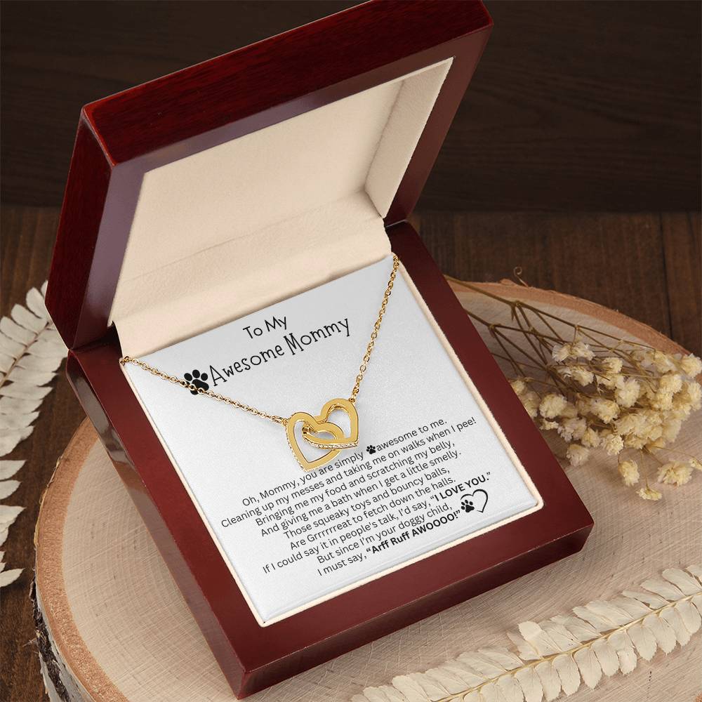 Gift for Dog Mom - Interlocking Hearts Necklace - I LOVE YOU