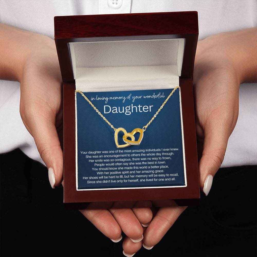 Remembrance Gift - In loving memory of you wonderful daughter - Interlocking Hearts Necklace