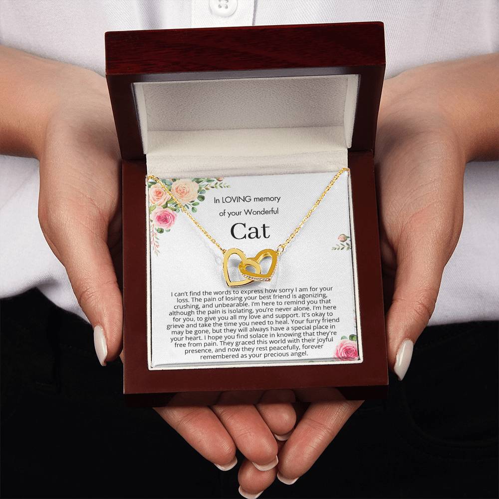 Remembrance Gift - In loving memory of you wonderful cat - Interlocking Hearts Necklace