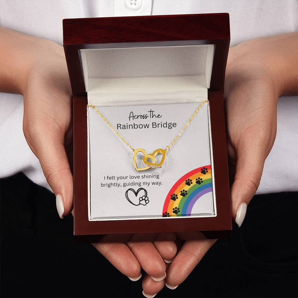 Remembrance Gift - Across the rainbow bridge - Interlocking Hearts Necklace