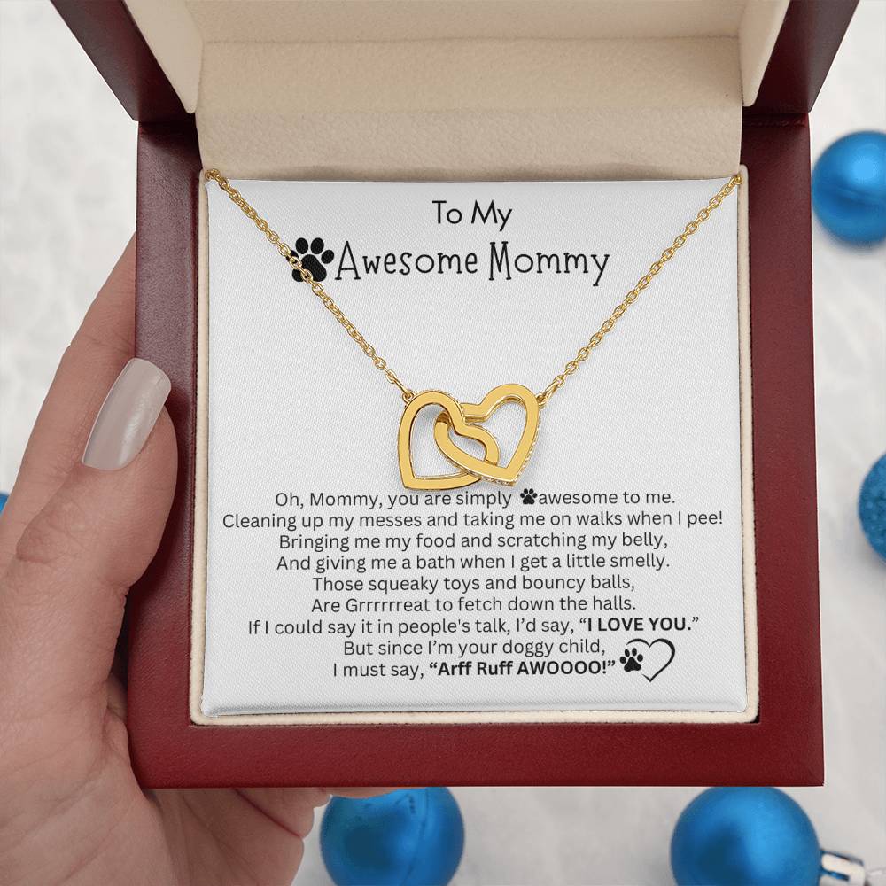 Gift for Dog Mom - Interlocking Hearts Necklace - I LOVE YOU