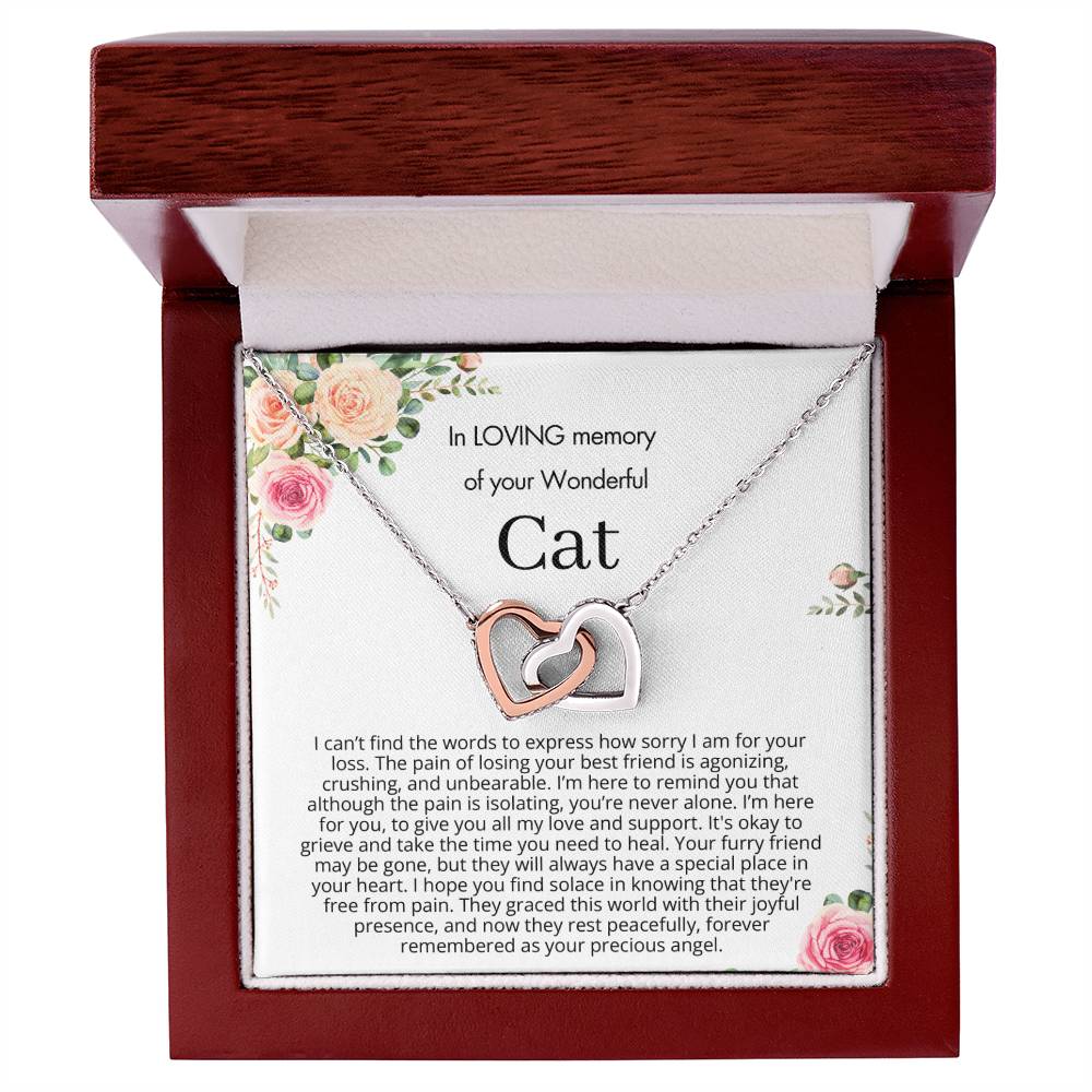 Remembrance Gift - In loving memory of you wonderful cat - Interlocking Hearts Necklace
