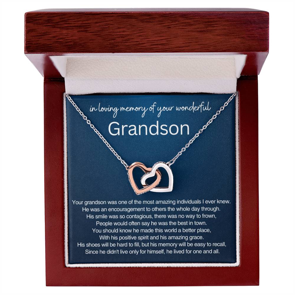 Remembrance Gift - In loving memory of you wonderful grandson - Interlocking Hearts Necklace