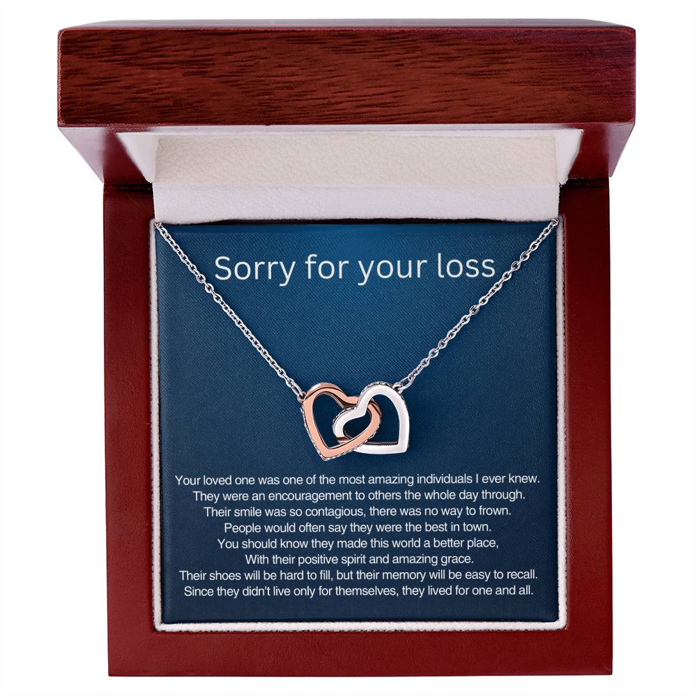 Sorry for your loss - Remembrance Gift - Interlocking Hearts Necklace