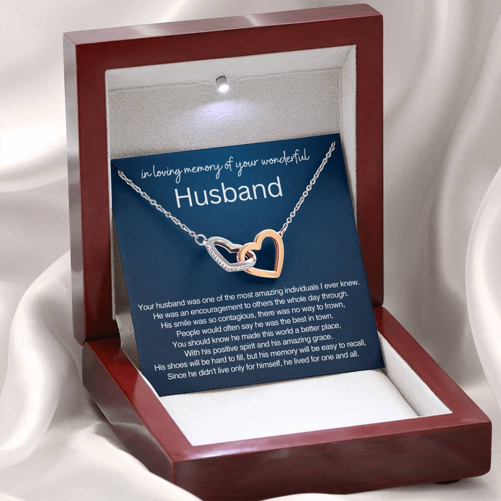 Remembrance Gift - In loving memory of you wonderful Husband - Interlocking Hearts Necklace