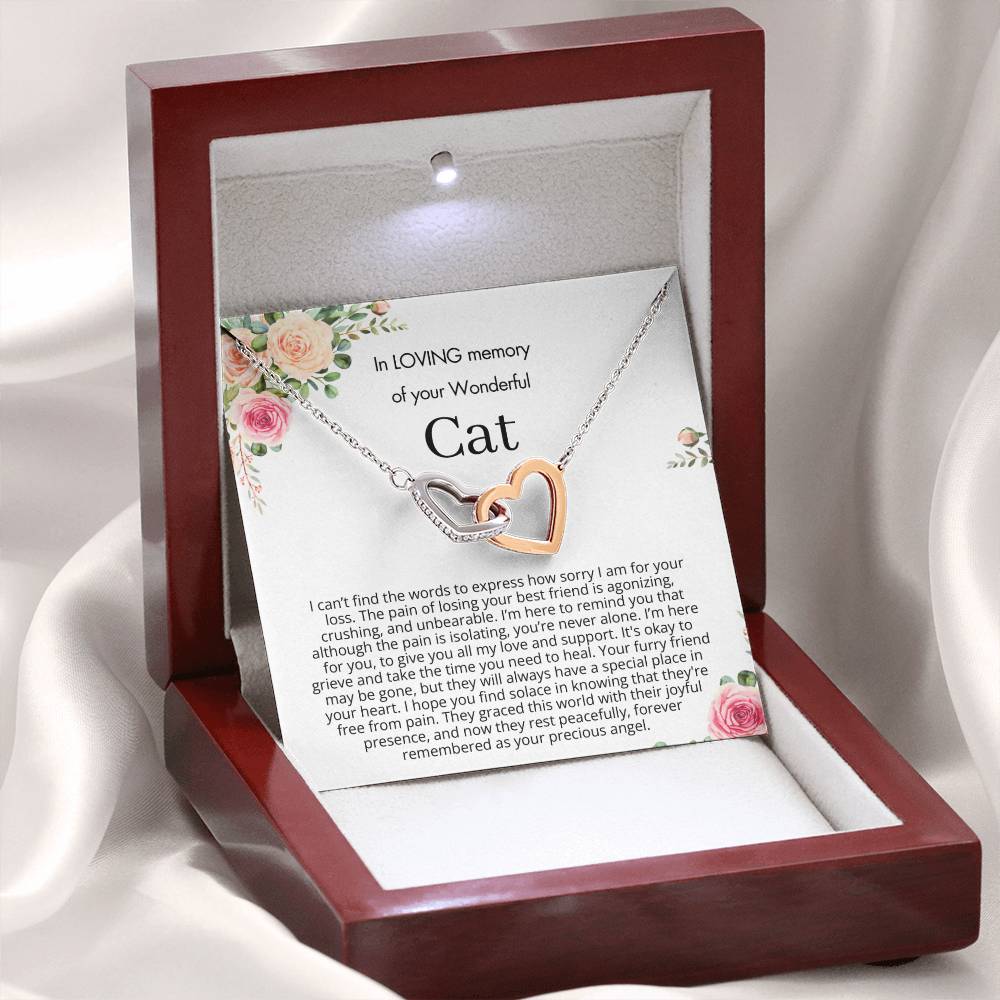 Remembrance Gift - In loving memory of you wonderful cat - Interlocking Hearts Necklace