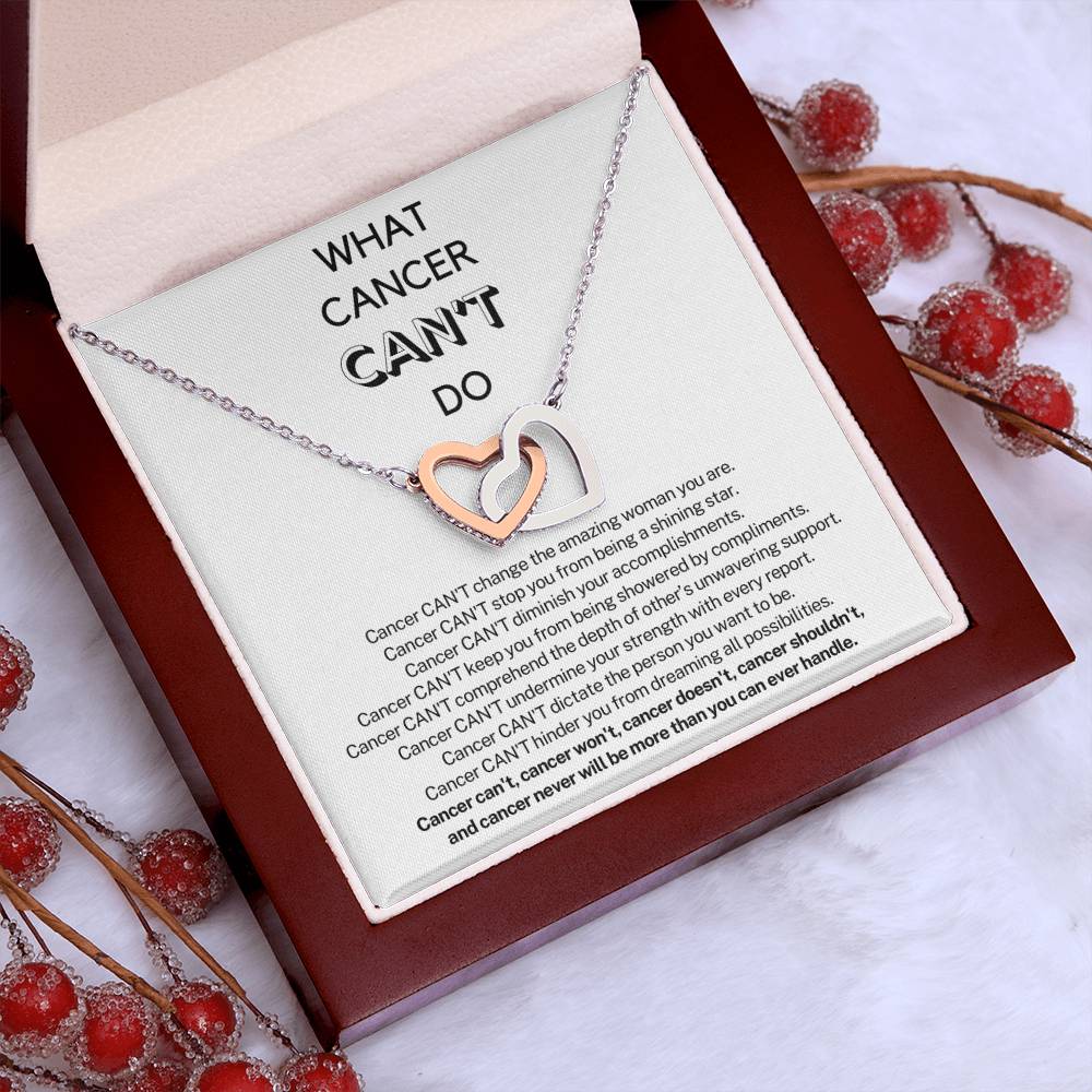 WHAT CANCER CAN'T DO - Encouragement Gift for Her - Interlocking Hearts Necklace