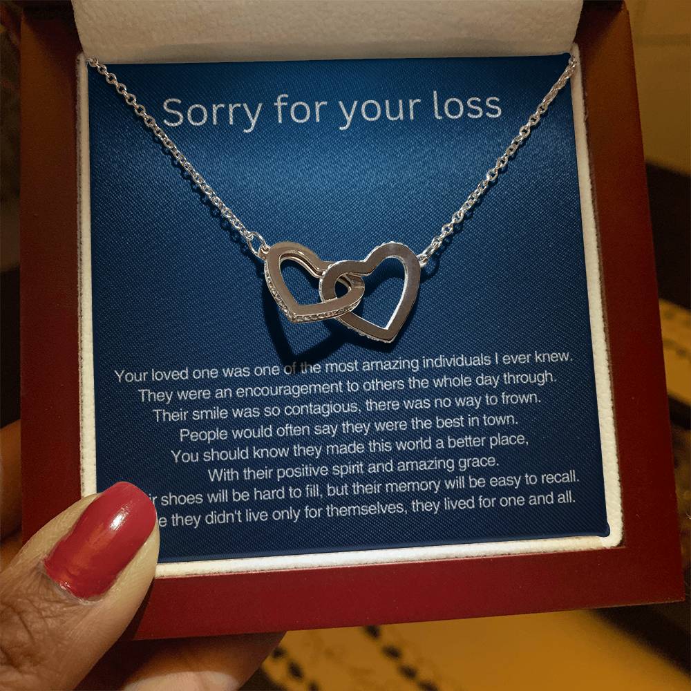 Sorry for your loss - Remembrance Gift - Interlocking Hearts Necklace