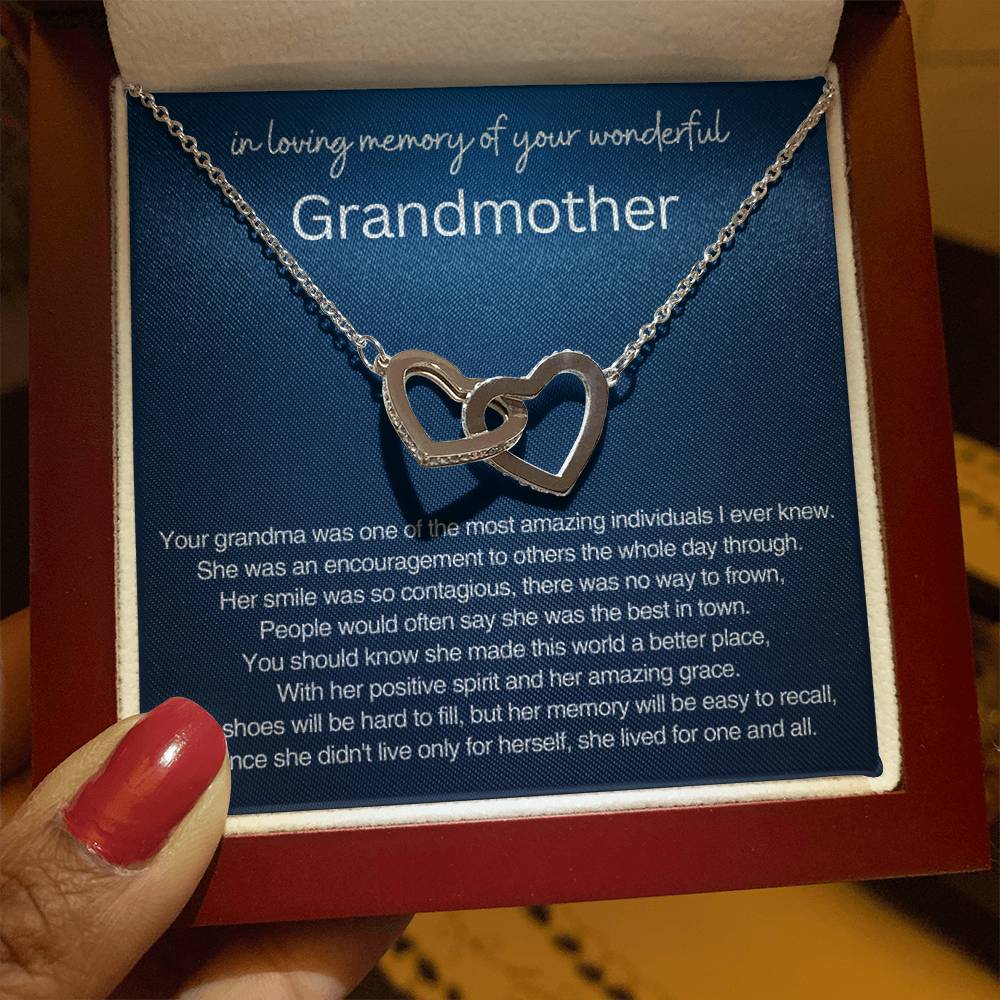 Remembrance Gift - In loving memory of you wonderful Grandmother - Interlocking Hearts Necklace