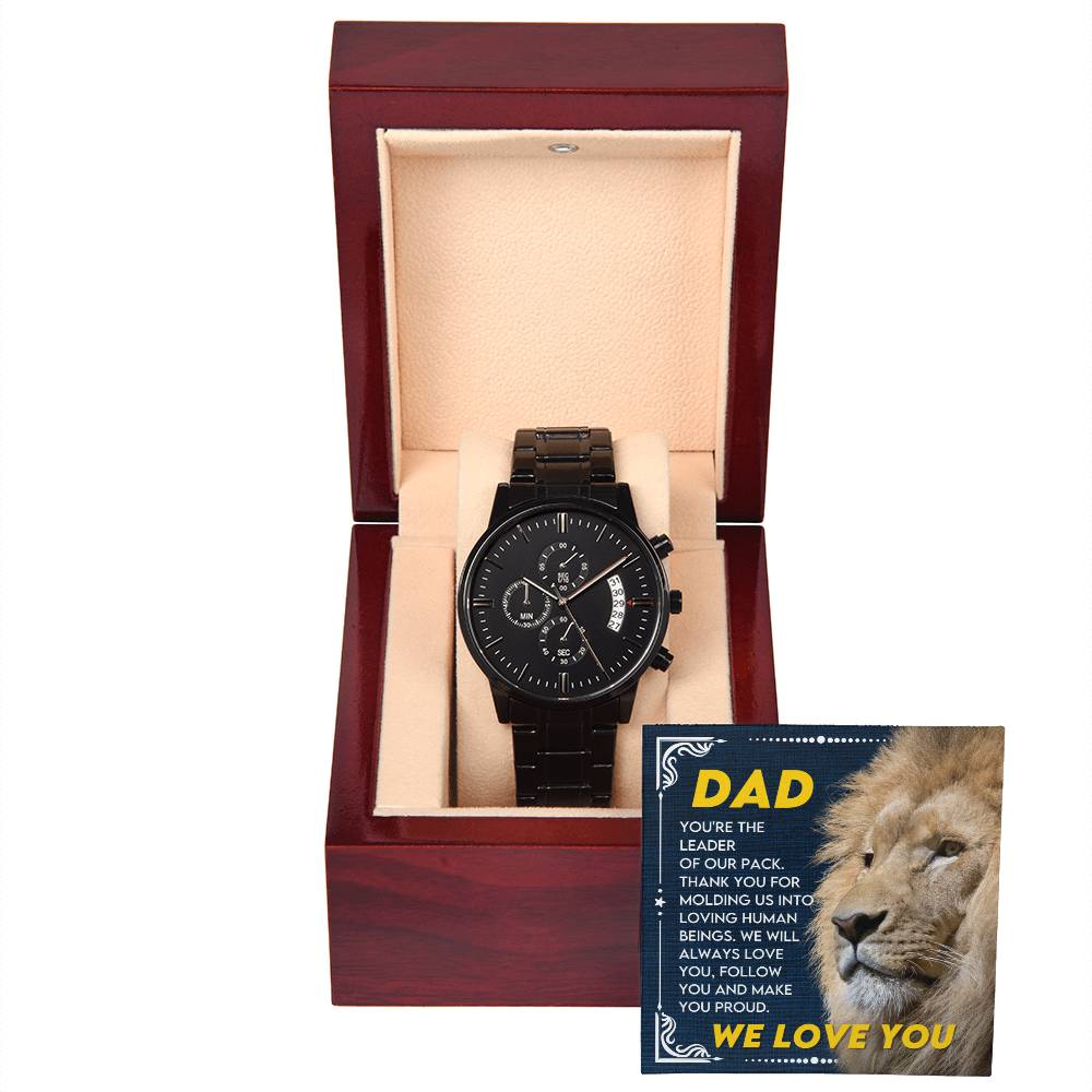 Gift for Dad from Son,Daughter - We Love You! - Black Chronograph Watch