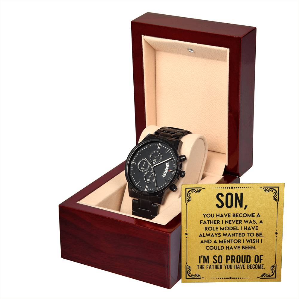 Gift for Son - I am so proud of the father you have become - Black Chronograph Watch