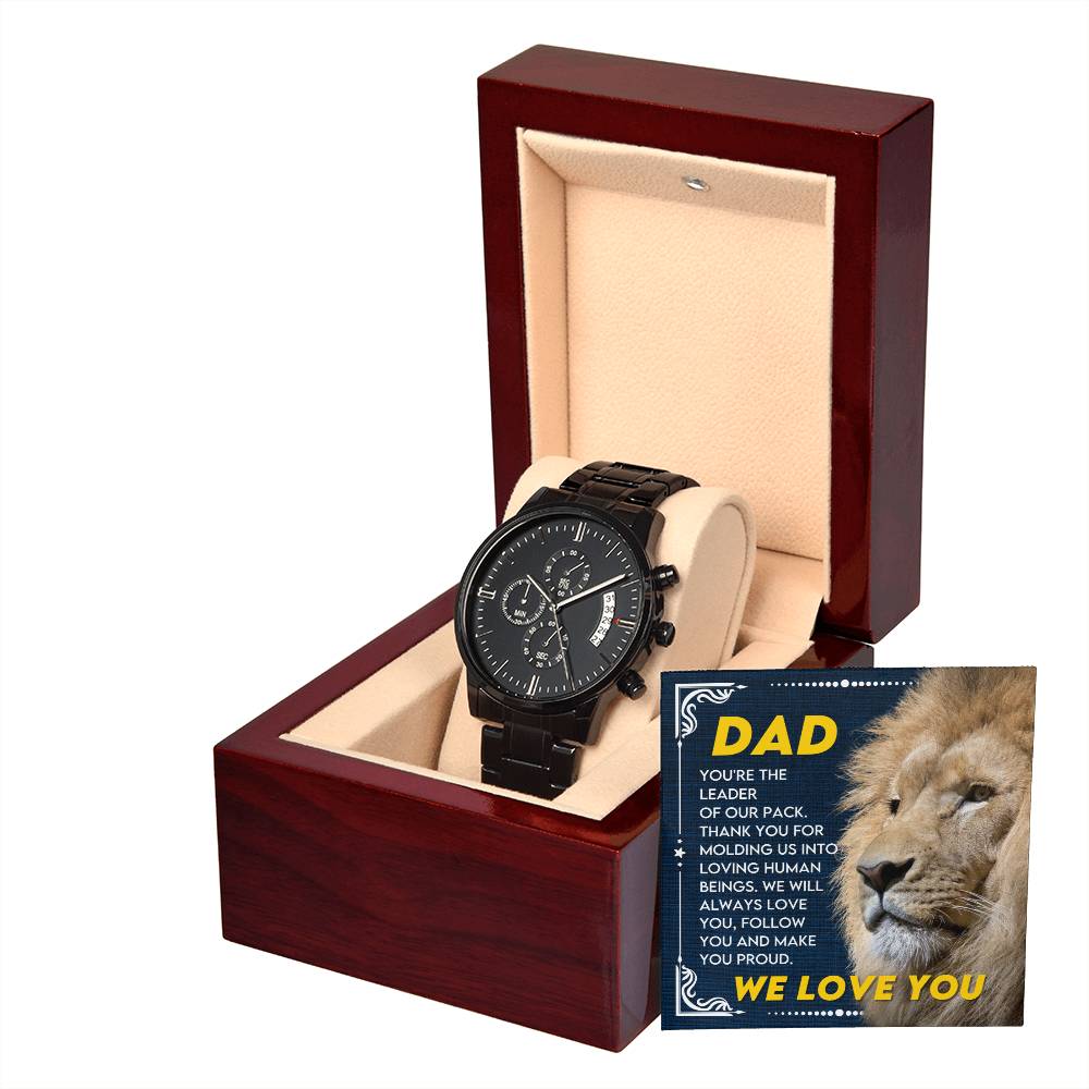Gift for Dad from Son,Daughter - We Love You! - Black Chronograph Watch