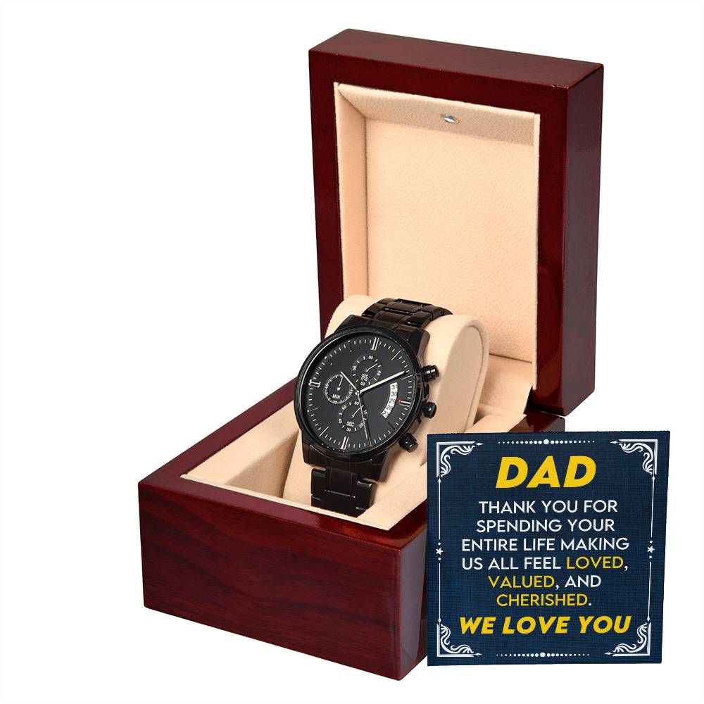Gift for Dad - We Love you - Black Chronograph Watch